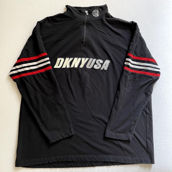 Vintage DKNY USA Long Sleeve Shirt 1/4 Zip 2XL Mens 90s Y2K Reflective Gorpcore - Picture 1 of 11